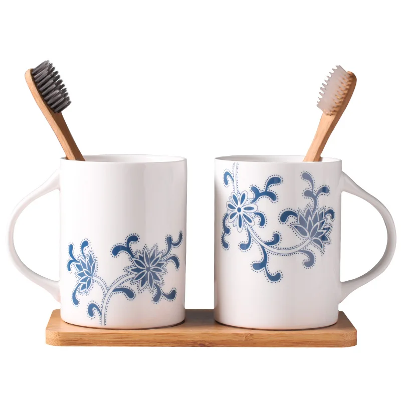 5 шт./компл. сине белые фарфоровые аксессуары для ванной комнаты Набор дозатор