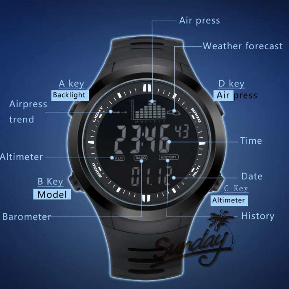 Spovan подняться альтиметр барометр термометр Спорт на открытом воздухе Для мужчин