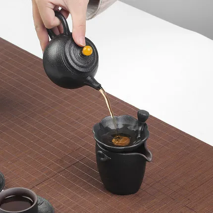 Креативный керамический чайник японский черный Zen Scrub частиц чайный набор кунг фу