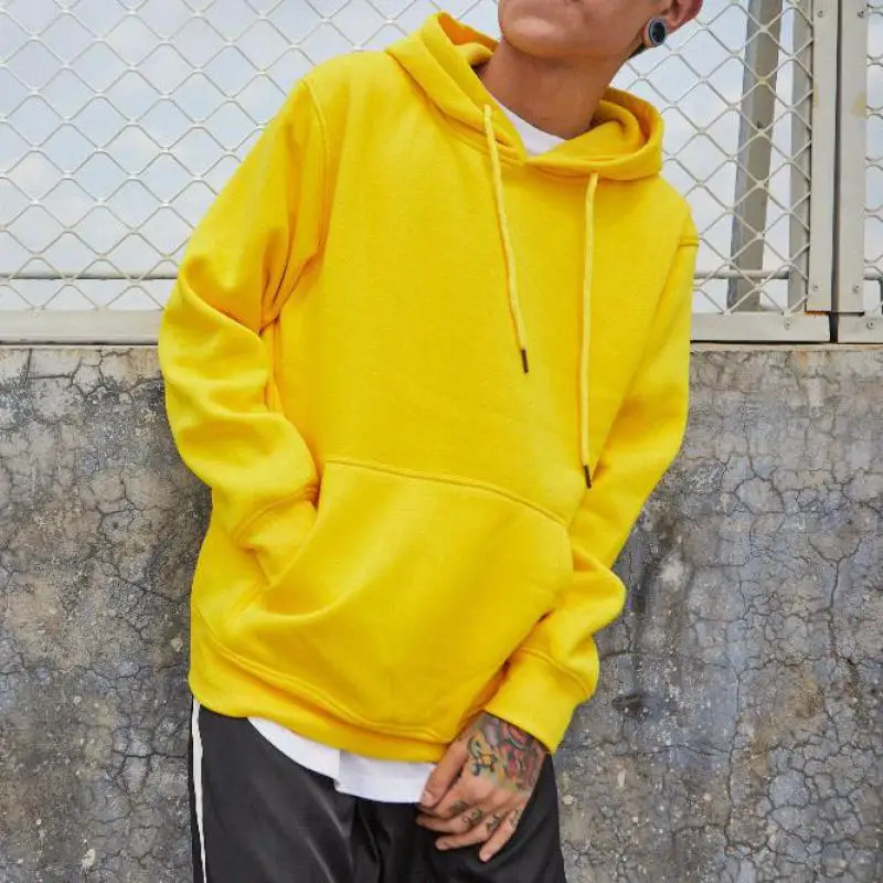 Мода Осень Желтый Hooides Для мужчин одежда толстая зимняя подруга кофты хип хоп