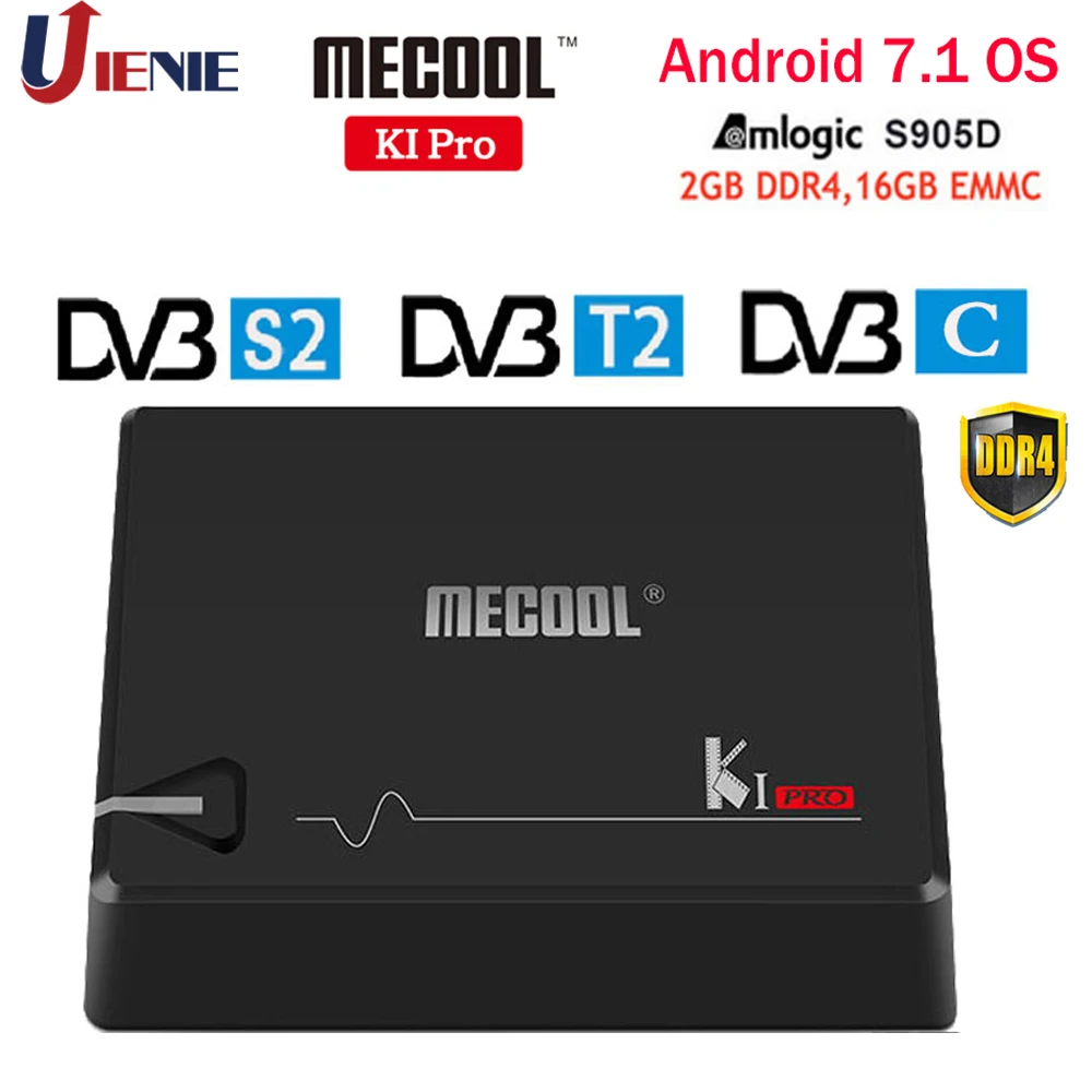Телеприставка Android 7 1 tv box MECOOL KI PRO Box K1PRO DVB S2 + T2 Amlogic S905D Quad 2G 16G & S2/DVB T2/DVB C|ТВ-приставки