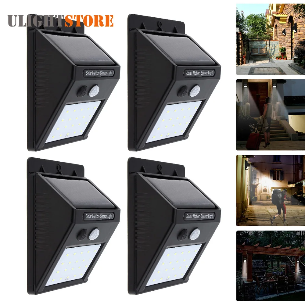 4 шт./лот перезаряжаемая Солнечная энергия светодиодный настенный светильник PIR