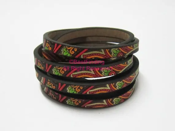 5x2mm Ethnic leather cord Mixed colors ethnic Flat | Украшения и аксессуары
