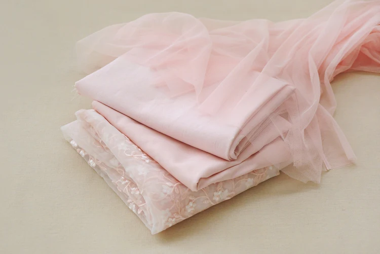 Новый выбор сетчатая кружевная ткань и подкладочная 1 метр/Розовая Изысканная