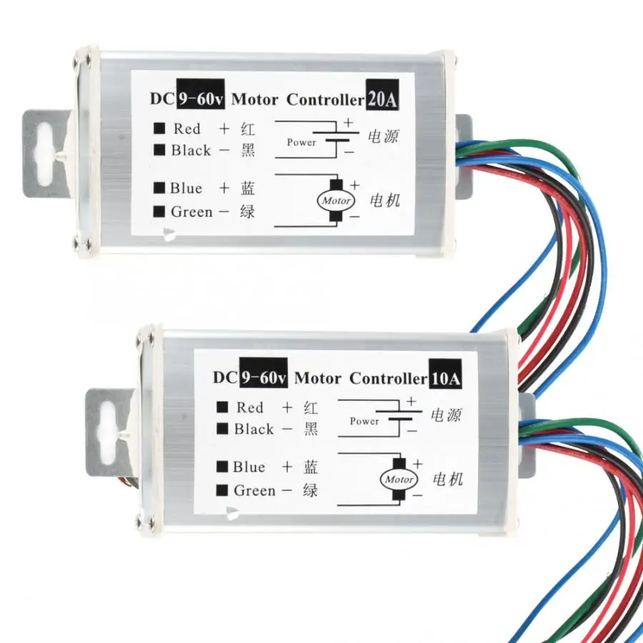 Мягкий пусковой алюминиевый корпус DC 9-60V 10A/20A PWM DC регулятор скорости электродвигателя контроллер двигателя мягкий пусковой