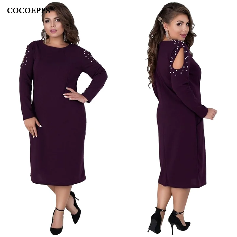 CACNCUT 5XL 6XL женское платье большого размера весеннее Повседневное платье с длинным рукавом большого размера женское элегантное вечернее платье