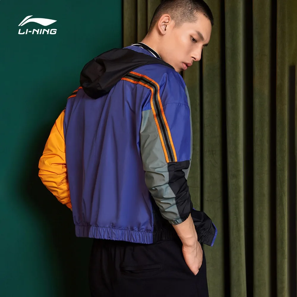 Мужская свободная куртка с капюшоном Li-Ning спортивная из полиэстера подкладкой