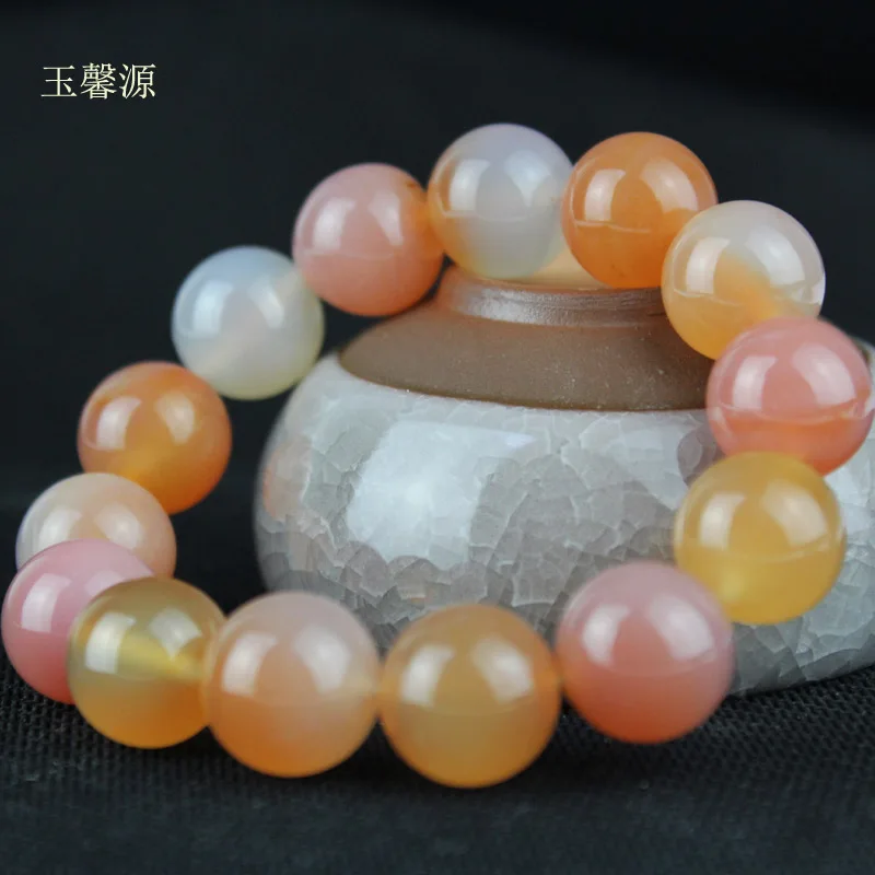 Fine Jewelry Natural Round Bead Agate Bracelets & Bangles Lucky Brave Women Men