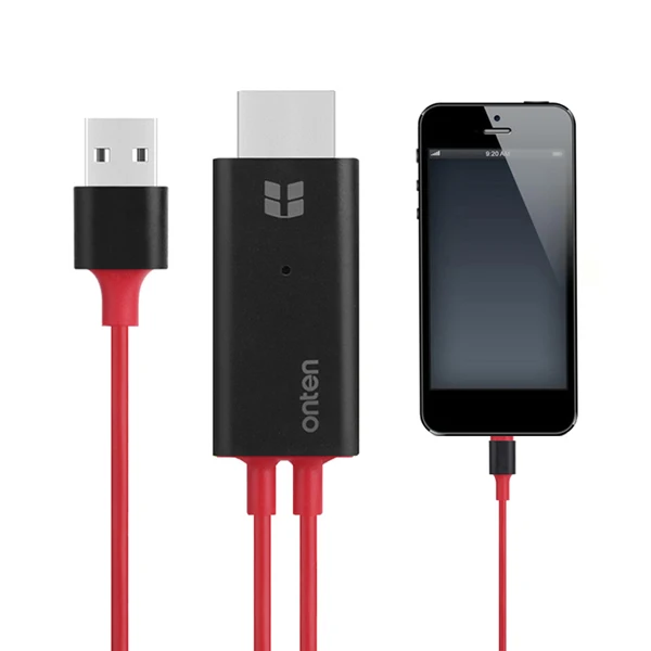 Black with Logo Onten USB HDMI конвертер для Lightning-HDMI кабель зеркальный кабель для Apple iPhone 8 7 6 S 5 iPad к HDMI tv Цифровой AV адаптер - Цвет: Black with Logo