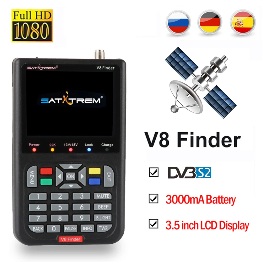ТВ-Искатель V8 Finder 3,5 дюймов lcd спутниковый искатель HD DVB-S2 спутниковый искатель цифровой спутниковый искатель метр Корабль из Испании