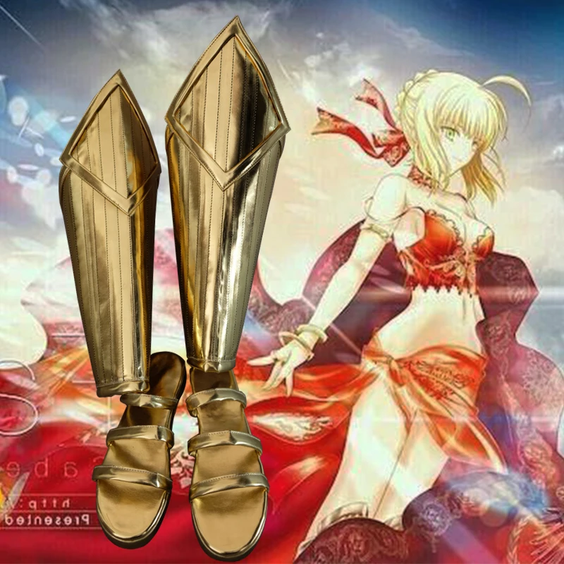 lolita Shoes fate extra saber heels Cosplay Ladies fashion leisure cartoon PU leather shoes Boots High Heel | Тематическая одежда