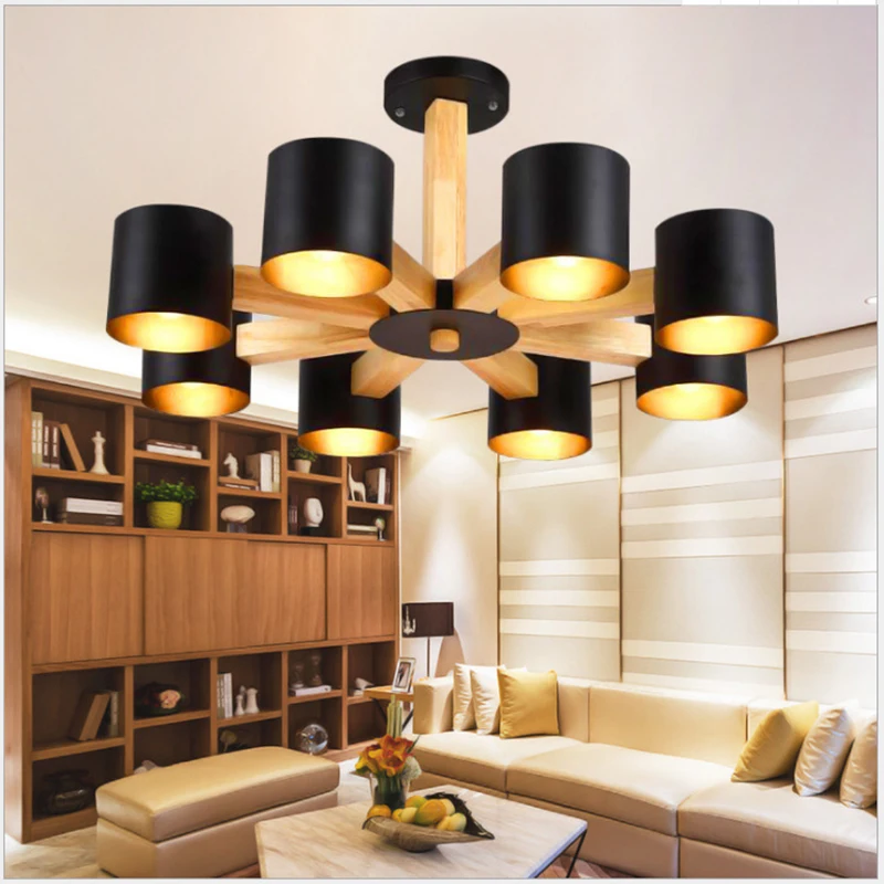 Скандинавская люстра из цельного дерева современные макароны лампа для столовой