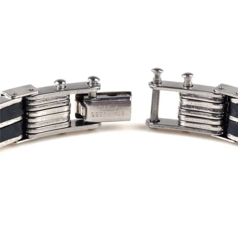 Модный мужской браслет высокого качества из нержавеющей стали и черного