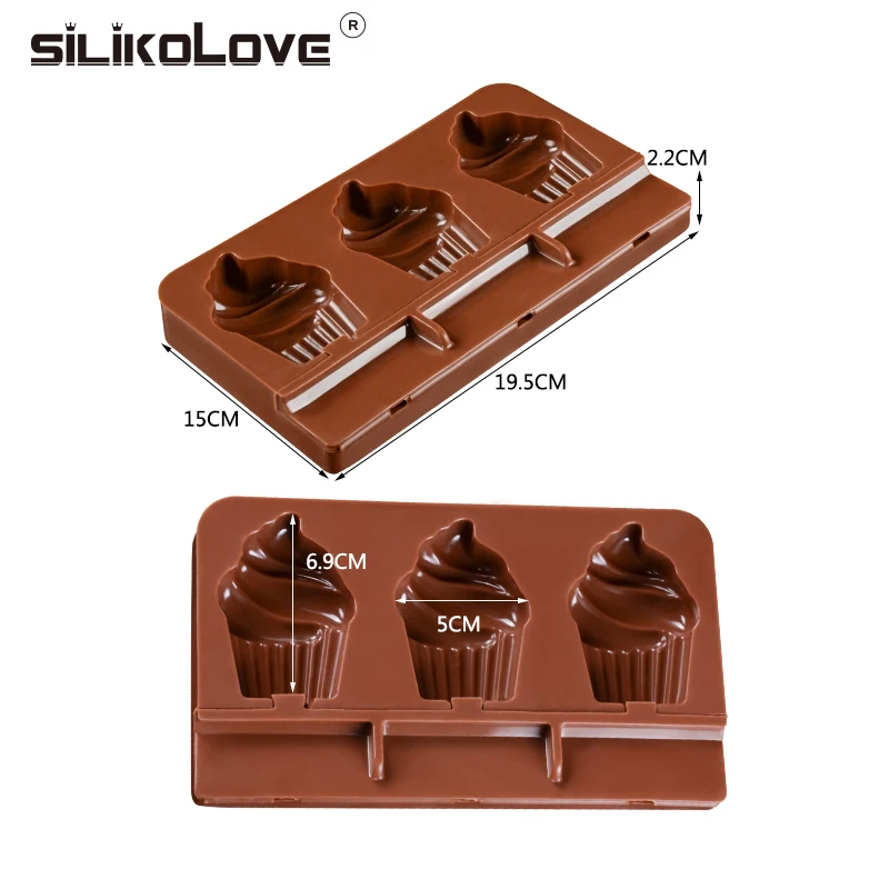 SILIKOLOVE силиконовая форма для изготовления мороженого формы торта DIY Kithchen домашние Формы Для Мороженого 3 полости с деревянными палочками безопасный антипригарный