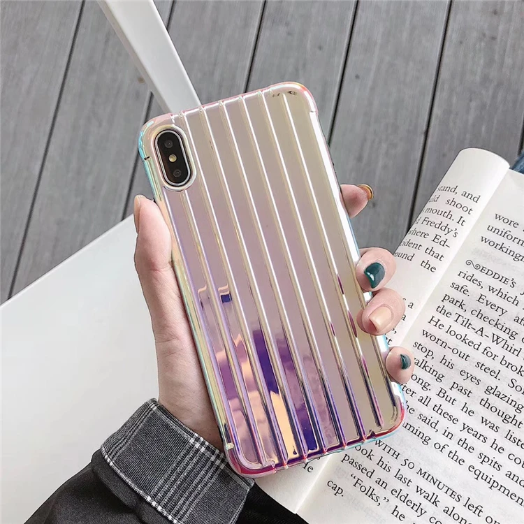 Классный чистый цветной чехол для телефона с текстурой багажа и смайликом iPhone XS