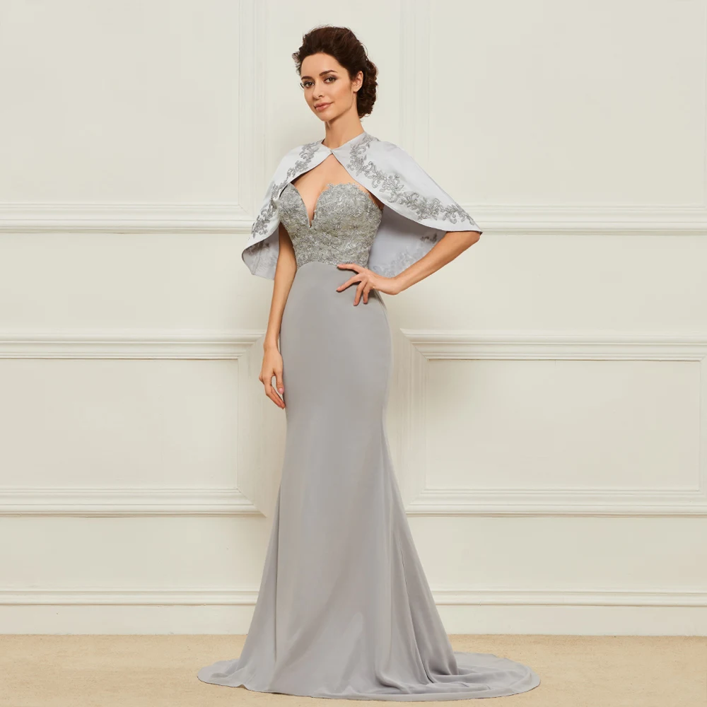Dressv серебряное длинное платье для матери невесты с вырезом в пол без рукавов