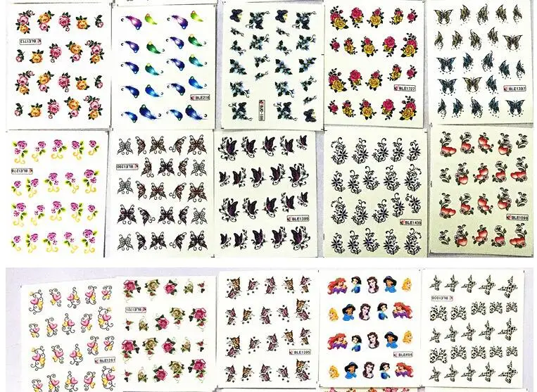 50 Листы смешанный дизайн переводные наклейки для ногтевого дизайна водяные