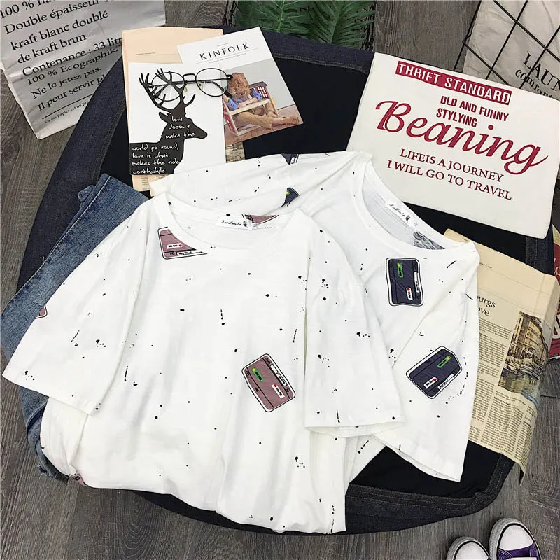 

Harajuku Female T-shirt for women Summer Clothes Tops Tees Women Shirts Pullovers Casual Cartoon Sports Short Tees Couple Wear