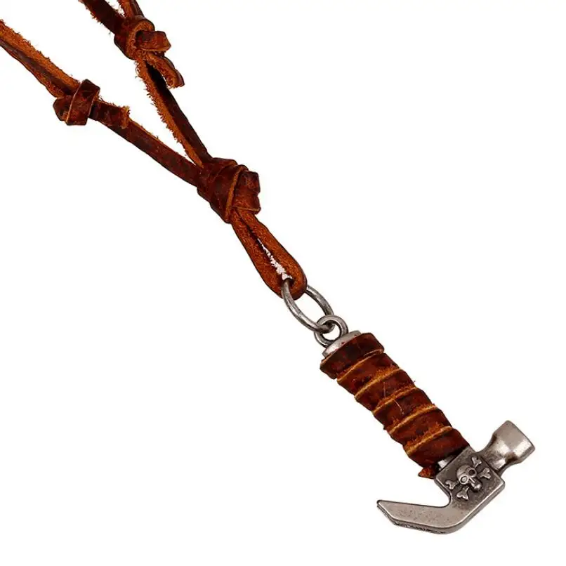 Vintage Punk Skull Long Necklace Retro Genuine Leather Chain Men Metal Rock Hiphop Coin Pendant Women Adjustable Fashion Jewelry | Украшения