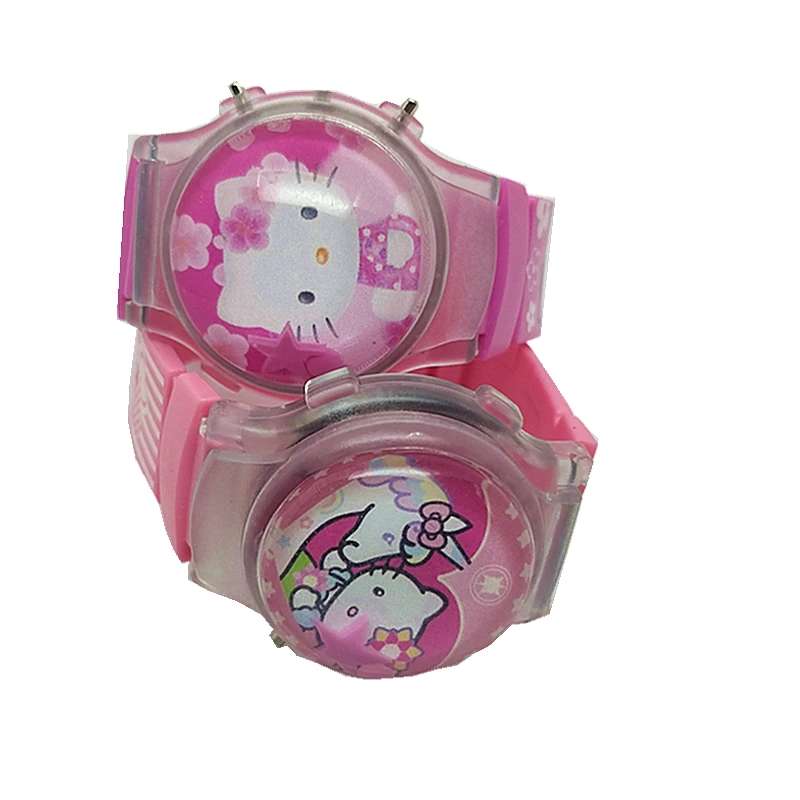 Горячие пирожные KT hello Kitty мультфильм Силиконовые вспышки светоизлучающие электронные детские часы-ракушка часы для девочек и детей