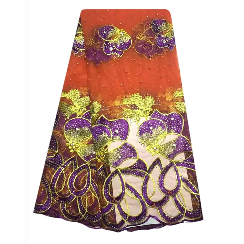 Hot Sale Top Class African Mesh Tulle Net Lace Fabric With Stones And Beads For Party Dress SJN1-33 | Дом и сад