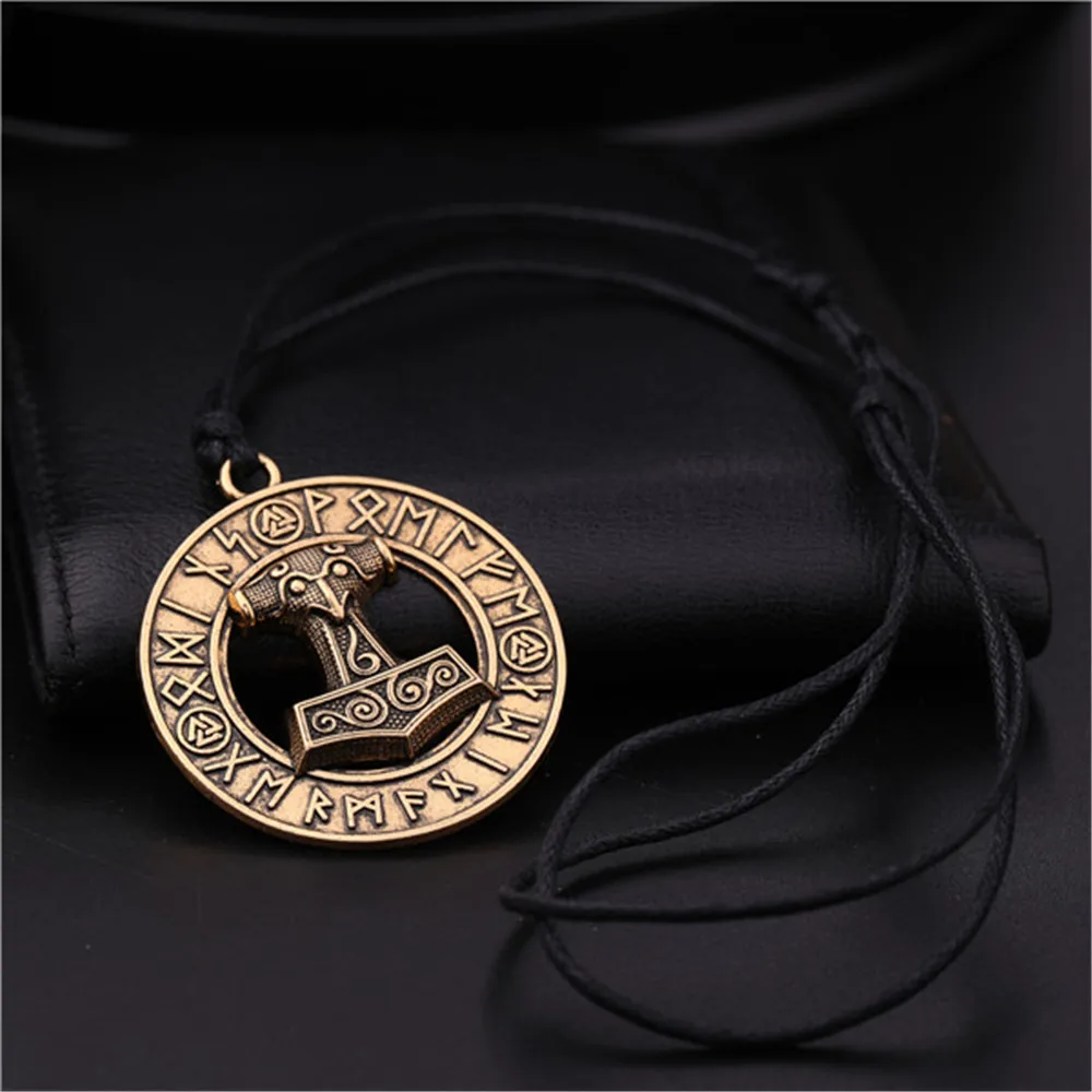 Женское и мужское колье с черной линией в скандинавском стиле|thor hammer|pendant jewelryjewelry