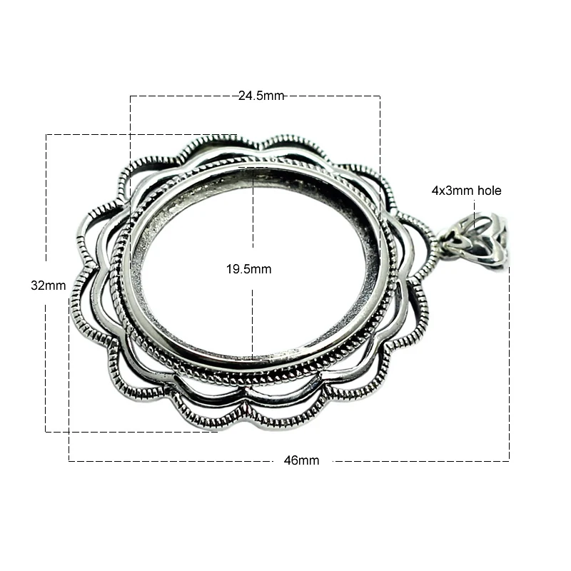 Beadsnice Wholesale Charm Pendant Thai Silver Retro Filigree Flower Bezel Jewelry Pendants Settings DIY Custom Gift ID32303 | Украшения и
