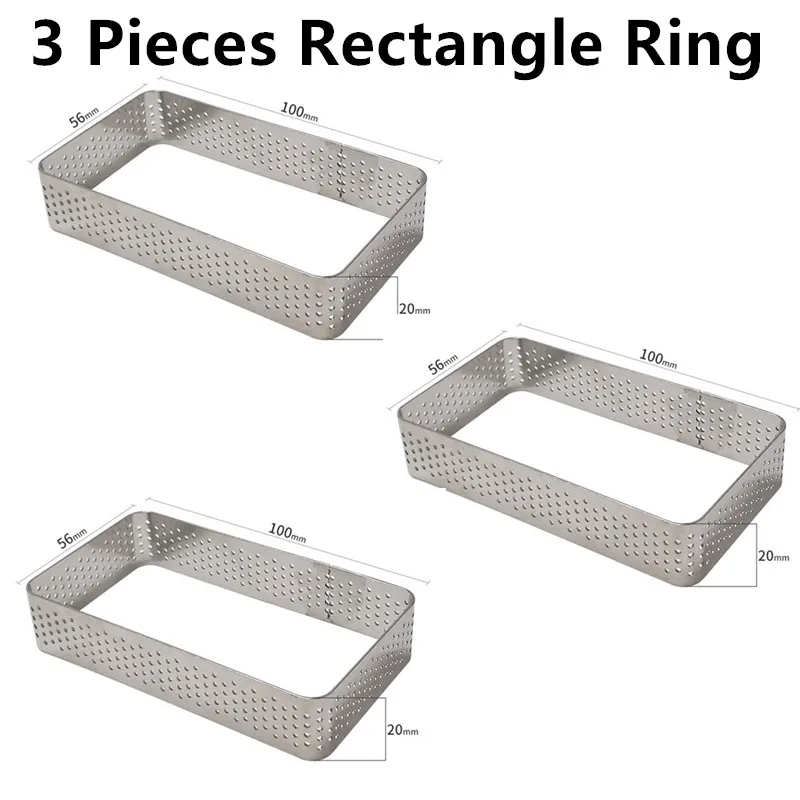3PCS Rectangle Ring SHENHONG несколько стилей пирожное кольцо формы для торта силиконовая форма для выпечки Формы Для Выпечки Кондитерская сковорода украшение для выпечки - Цвет: 3PCS Rectangle Ring