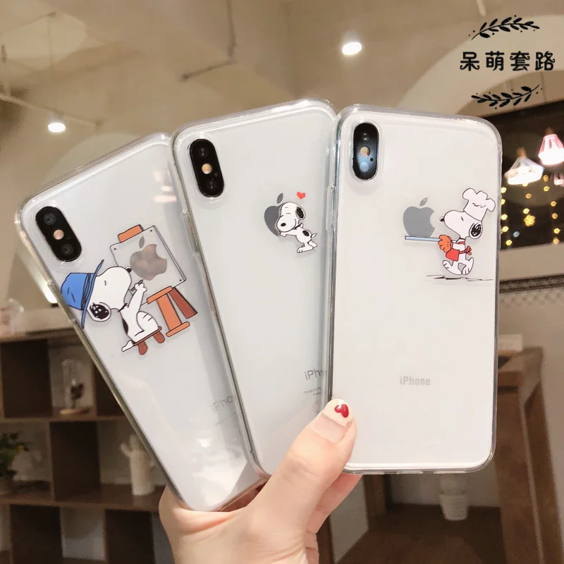 Мягкий прозрачный чехол из ТПУ с милым щенком для iPhone 11 Pro Max X XS XR 6 6S 7 8 Plus