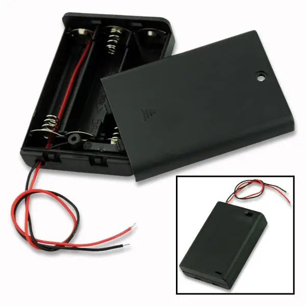 

YCDC Black 3 AA 2A Battery Holder Box + With On/Off Switch DIY 3 AA Batteries Standard Slot Holder Case Stack 4.5V 3.6volt