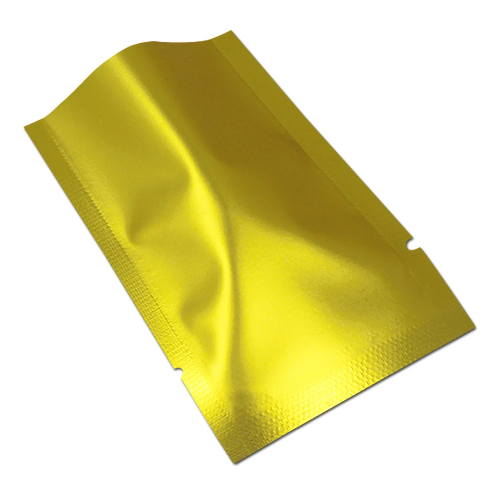 

100Pcs/lot 12 Sizes Flat Matte Gold Aluminum Foil Food Storage Package Bag Mylar Heat Seal Powder Snack Retails Packing Pouch