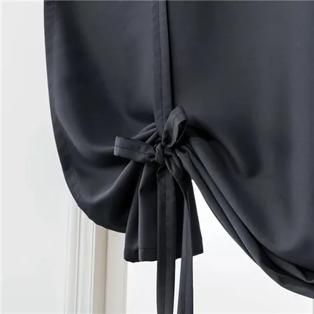 Black XYZLS римские жалюзи Короткие шторы для кухни одноцветное цвет плотные шторы s стержень карман современный 1 шт - Цвет: Black
