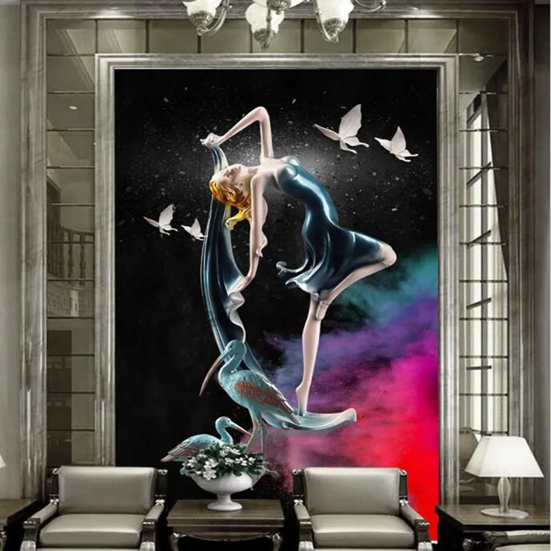 3D обои для фотографий современные абстрактные танцевальные тисненый рисунок