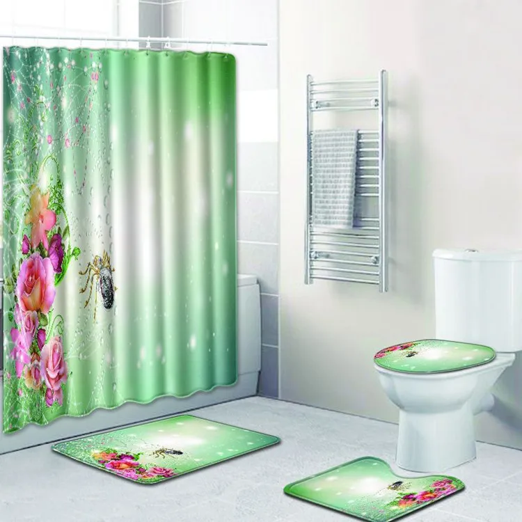 Free Shipping Rose and Tree Casa De Banho Banyo Bathroom Carpet Toilet Bath Mat Set Non Slip Tapis Salle De Bain Alfombra Bano