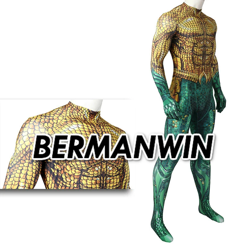 BERMANWIN высокое качество мышечный оттенок Аквамен Косплей Костюм новейший костюм