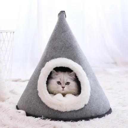 Hoopet домик для кошек в форме палатки, домик для собак, котенок, щенок, пещера, кот, замок, подушка, коврик - Цвет: 45x45xH54