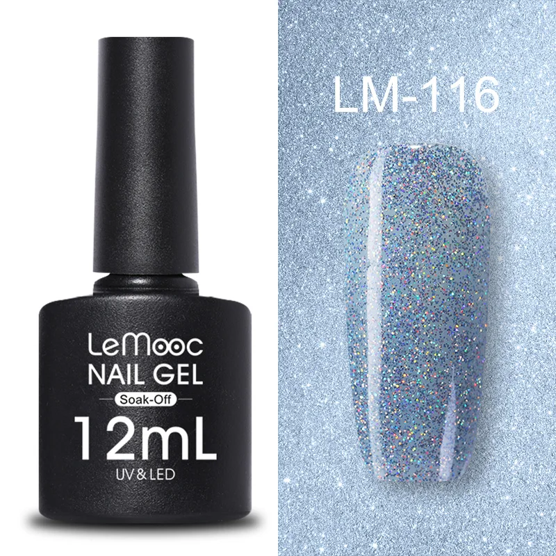 LM-116 LEMOOC, 12 мл, Цветной Гель-лак для ногтей, блестки, блестки, полуперманентный замачиваемый лак, УФ-гель, сделай сам, Гель-лак для ногтей - Цвет: LM-116