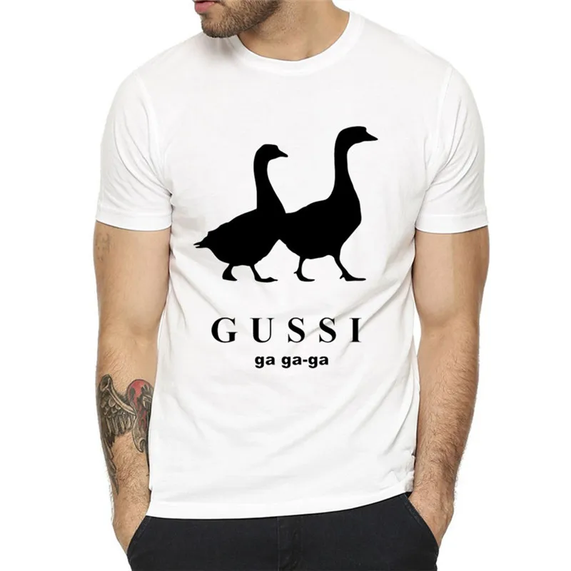 Picture-1 Футболка для мужчин goose ga, Забавные футболки для мальчиков, летние топы, футболки для мужчин, модная повседневная мужская уличная одежда, белые топы с круглым вырезом, унисекс - Цвет: Picture-1
