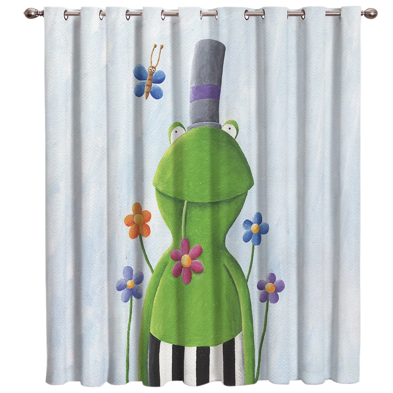 Мультфильм лягушка цветок бабочка комната шторы большое окно Ванная Спальня