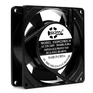 Вытяжной вентилятор 220 В, совершенно новый вентилятор 9225 в с металлической рамой, 220 В, 9 см, 90*90*25 мм = 92*92*25 мм, SXD9225B2LM, вентилятор охлаждения переменного тока с двумя шариковыми подшипниками