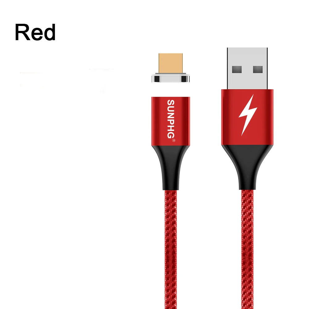 micro usb red SUNPHG 2 м mi cro USB Магнитный зарядный кабель 3A для sony xperia z3 быстрое зарядное устройство usb type c для iphone 5 6 8Plus на Ksio mi 6 mi 8 - Тип штекера: micro usb red