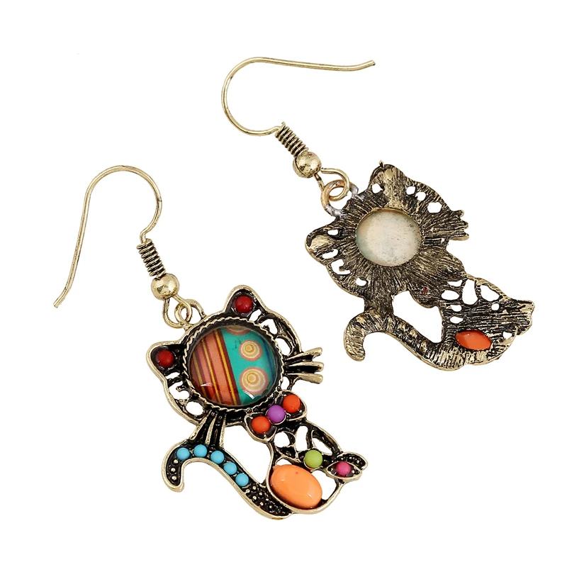 Женские серьги-кошечки в виде животных Модные Разноцветные серьги с бусинами