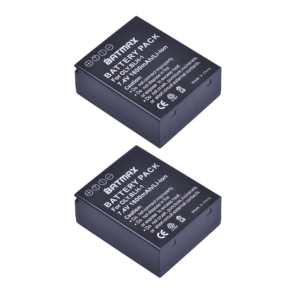 2 шт. 1800 мАч BLH 1 BLH1 батарея + ЖК зарядное устройство USB для цифровых камер Olympus EM1 MARK II