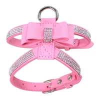 bling rhinestone pet dog bowknot collar puppy harness necklace collar for pet dog 2034cm 4 styles for puppy