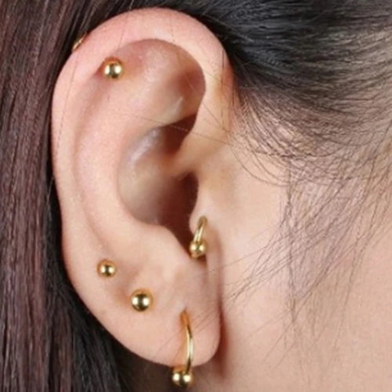10pcs Fashion Lip Nose Hoop Balls Body Piercing Jewelry Shellhard Stainless Steel Horseshoe Bar Ear Ring Belly Button Femme|Украшения для