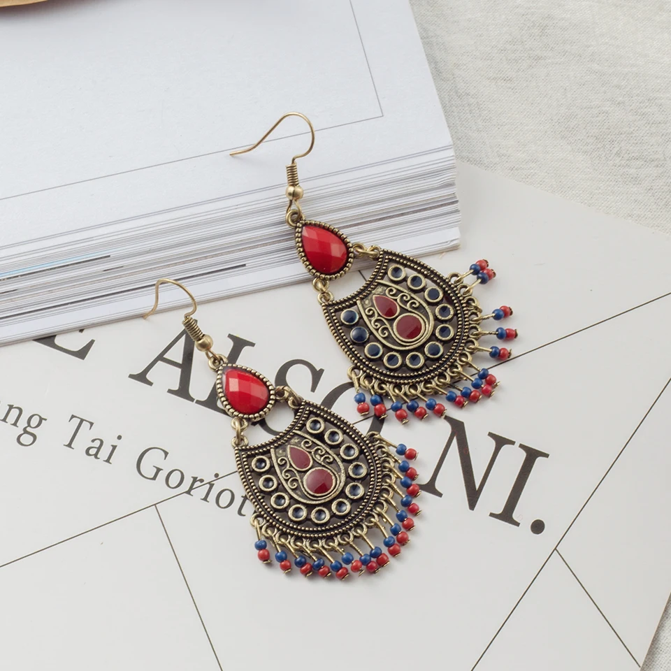 

Luxury Bohemian Ethnic Wedding Drop Earrings for Women