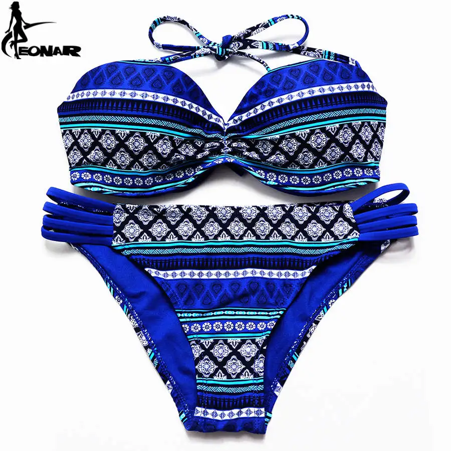 

Swimsuit 2021 Brazilian Bikini Set Sexy Floral Bandage Strappy Plus Size Swimwear Bikinis Women Bandeau Biquini Bathing Suits