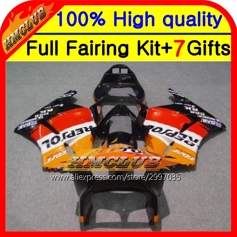 

Body For HONDA VFR400R NC35 Repsol orange RVF400R HM535 VFR 400R 94 95 96 Red black 97 98 1994 1995 1996 1997 1998 Fairing