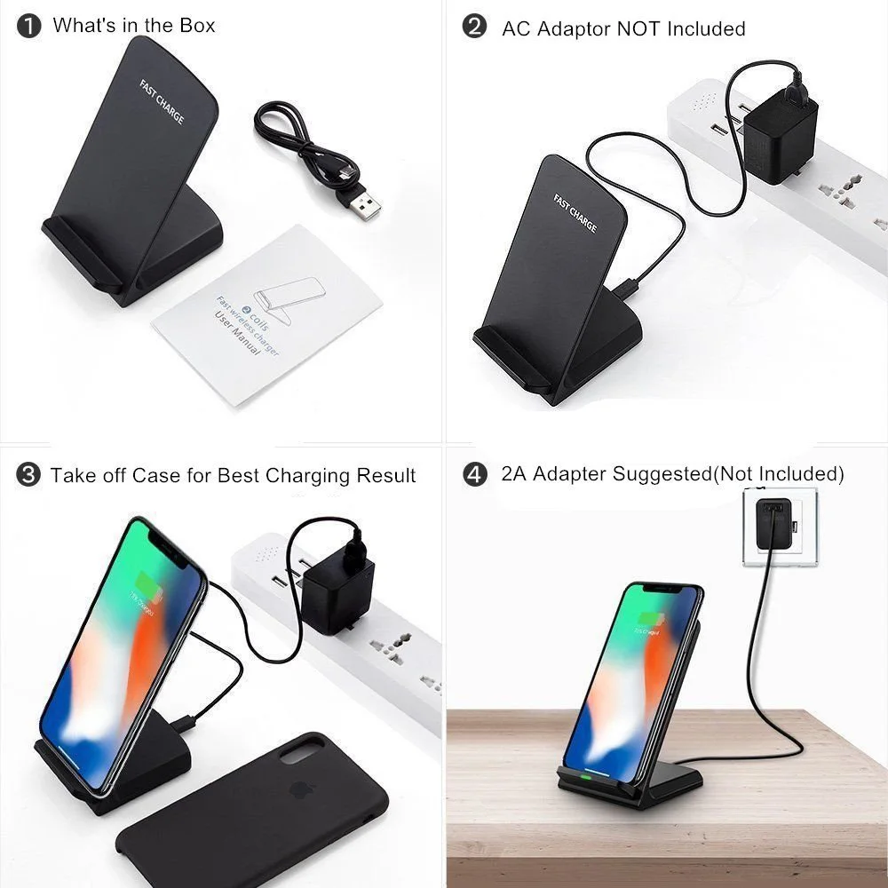 Беспроводное зарядное устройство Qi DCAE 10 Вт для iPhone 11 Pro X XR XS Max 8 Samsung Note 9 S10 S8