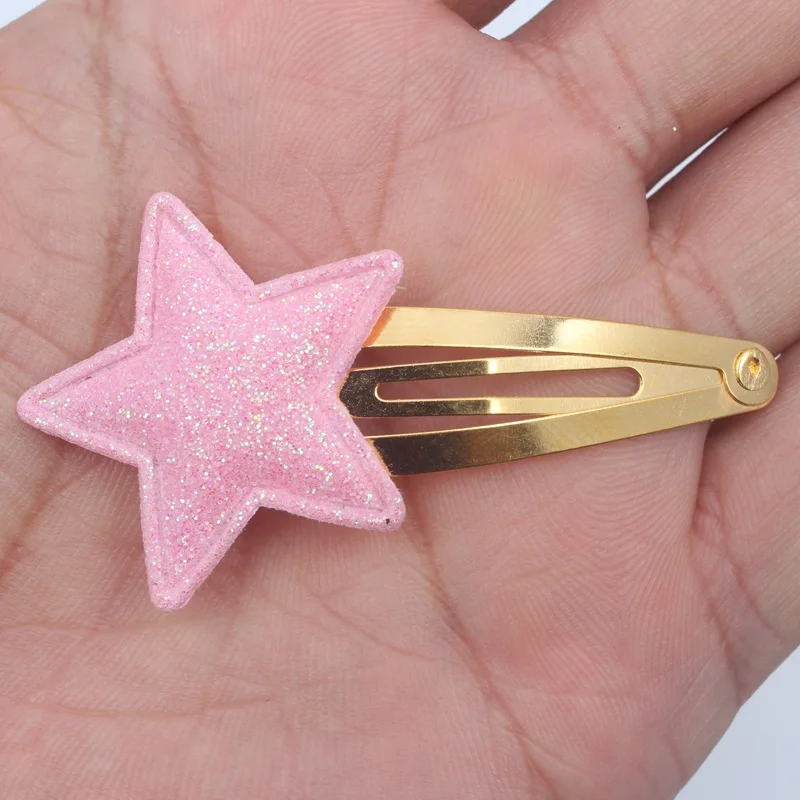 light pink Новинка, резинки с геометрическими пятиконечными звездами для девочек, диаметр 30 мм+ 30 мм, милые аксессуары для волос для детей, эластичные резинки для волос - Цвет: light pink